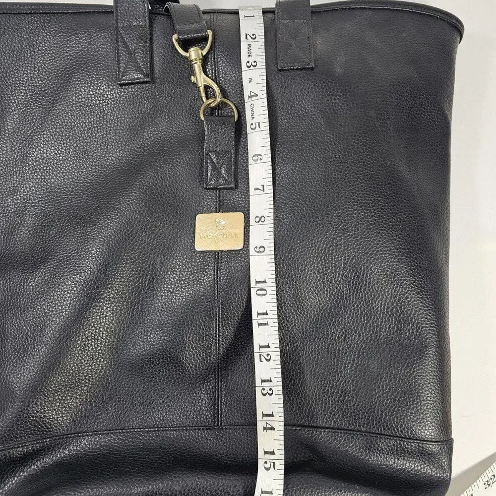 Germaine Monteil Paris Large Black Leather Tote Purse - Picture 13 of 13